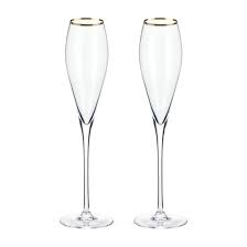 Champagne Glasses with Gold Rim (2pcs)