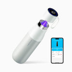 AXLM UV-C smart self-cleaning bottle in white, angled view